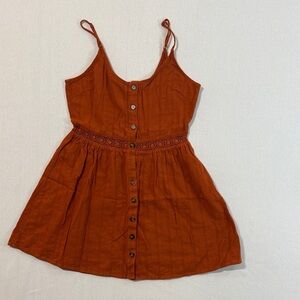 Lumiere Women's Button-Front Mini Dress in Warm Orange